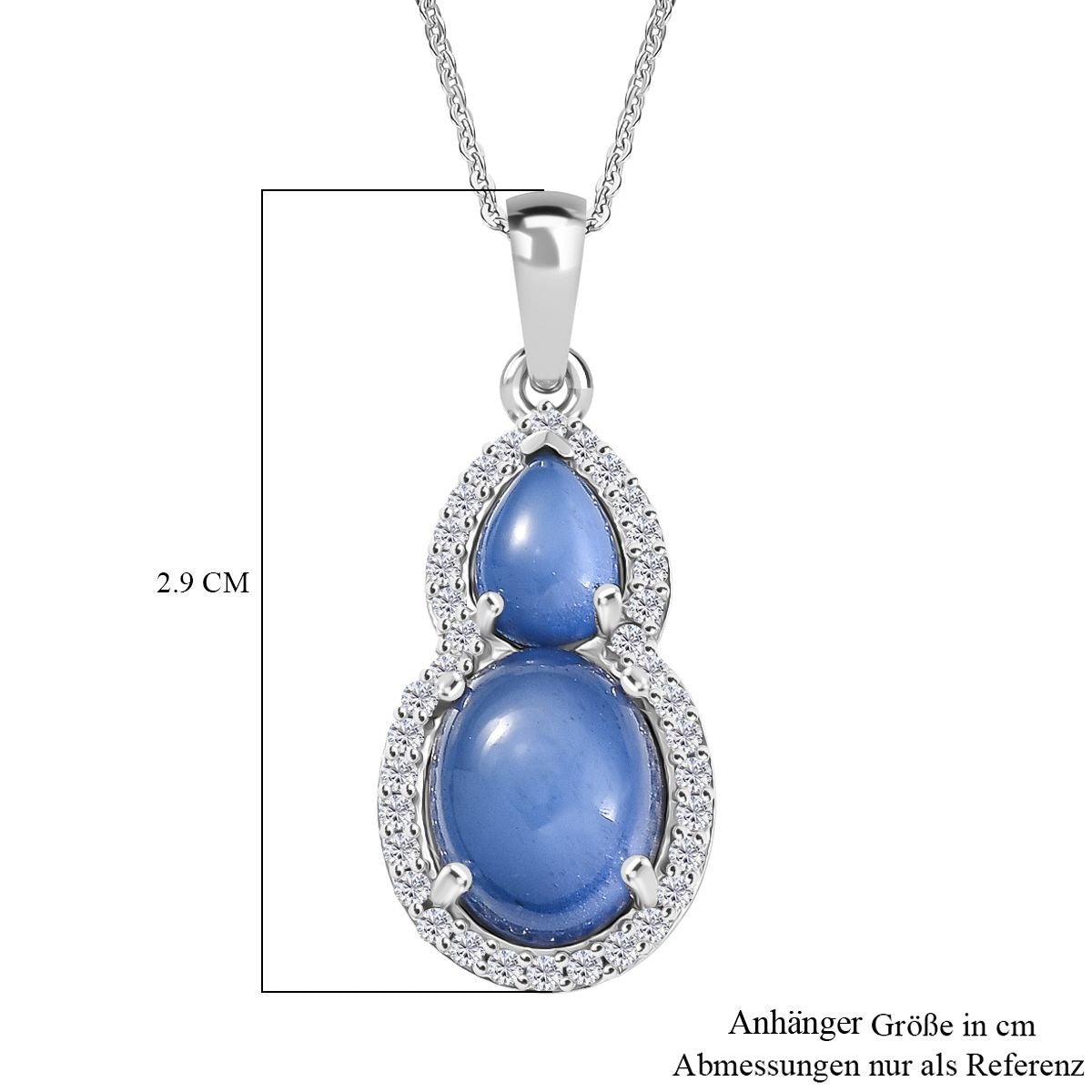 D'Joy Aurora Mondstein Anhänger mit Kette, ca. 50 cm 925 Silber rhodiniert ca. 4.22 ct