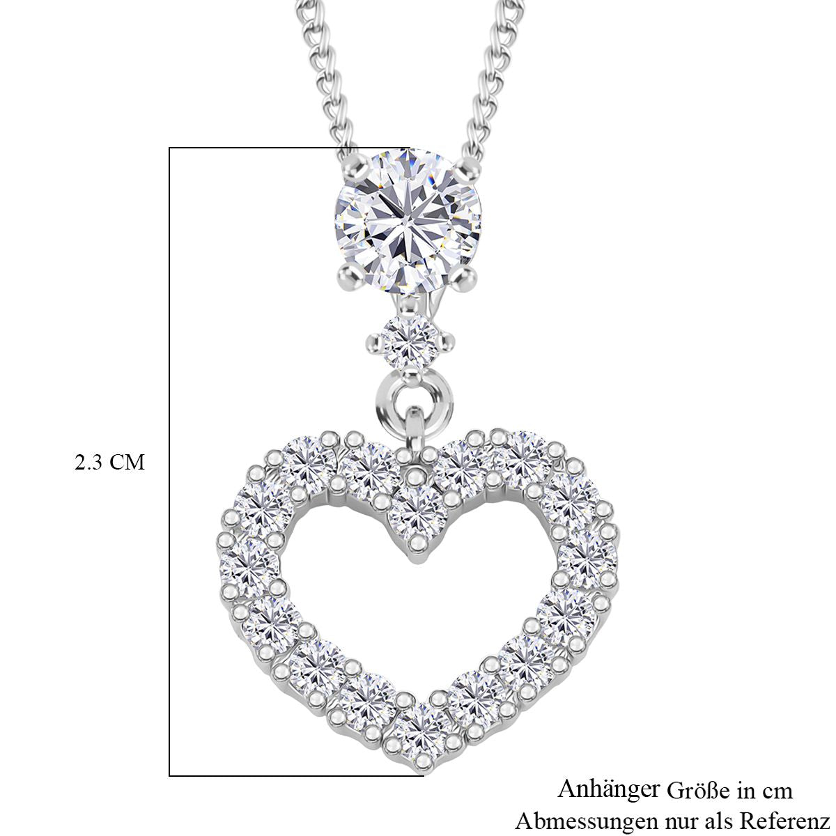 RADIANTA GRA zertifiziert Moissanit (D-VVS) Anhänger mit Kette ca. 45 cm 925 Silber rhodiniert ca. 1.05 ct