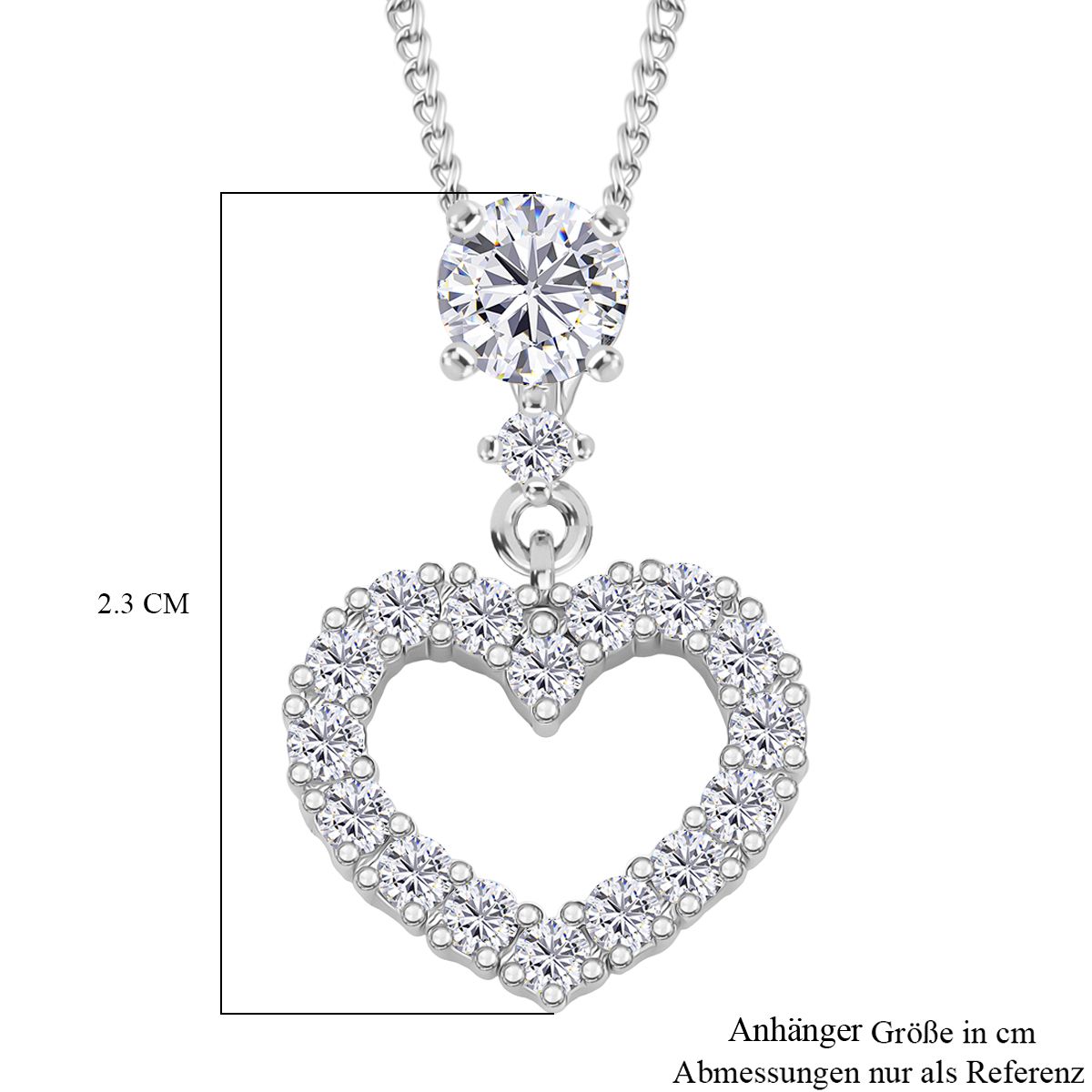 RADIANTA GRA zertifiziert Moissanit (D-VVS) Anhänger mit Kette ca. 45 cm 925 Silber rhodiniert ca. 1.05 ct