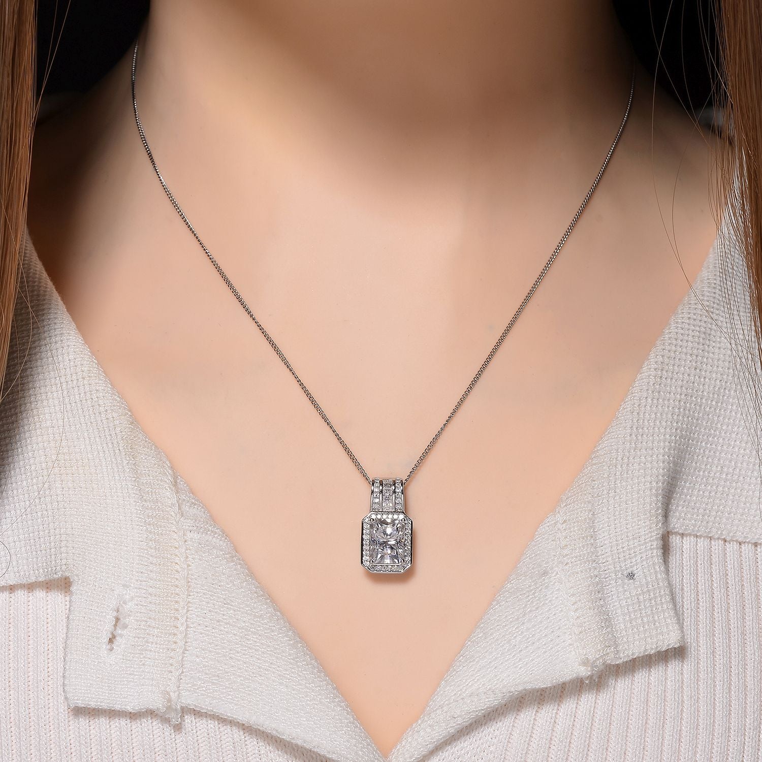 RADIANTA GRA zertifiziert Moissanit (D-VVS) Schmuckset ca. 45 cm 925 Silber rhodiniert ca. 2.82 ct