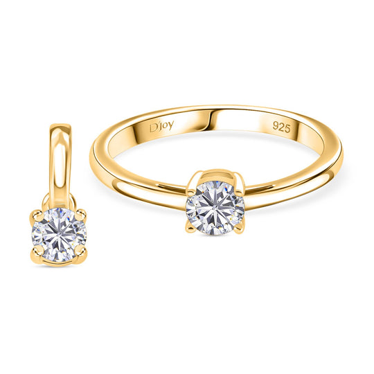 D'Joy GRA zertifiziert Moissanit Schmuckset 925 Silber rosévergoldet (Größe 17) ca. 2.00 ct
