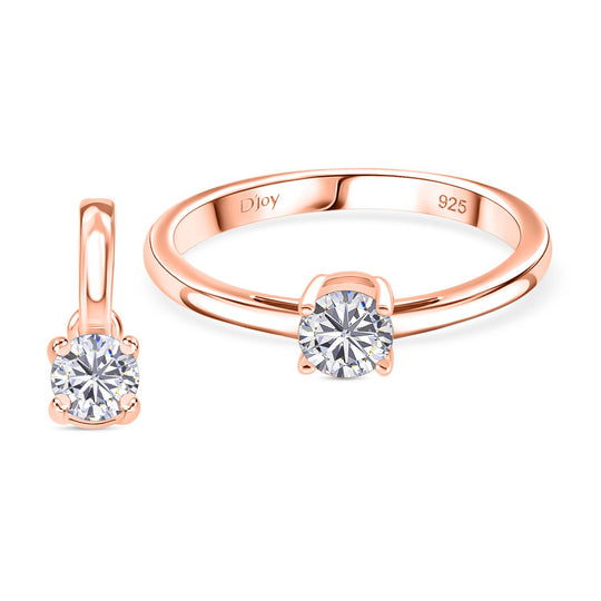 D'Joy GRA zertifiziert Moissanit Schmuckset 925 Silber rosévergoldet (Größe 17) ca. 2.00 ct
