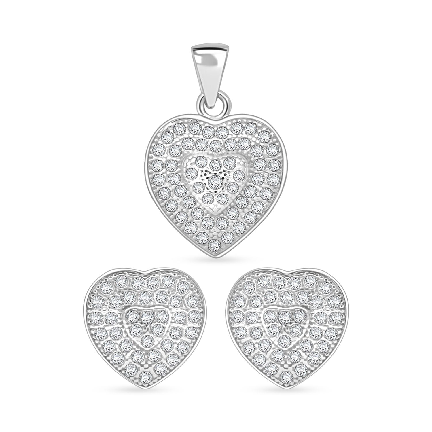 Lustro Stella Weißer Zirkonia Schmuckset 925 Silber rhodiniert