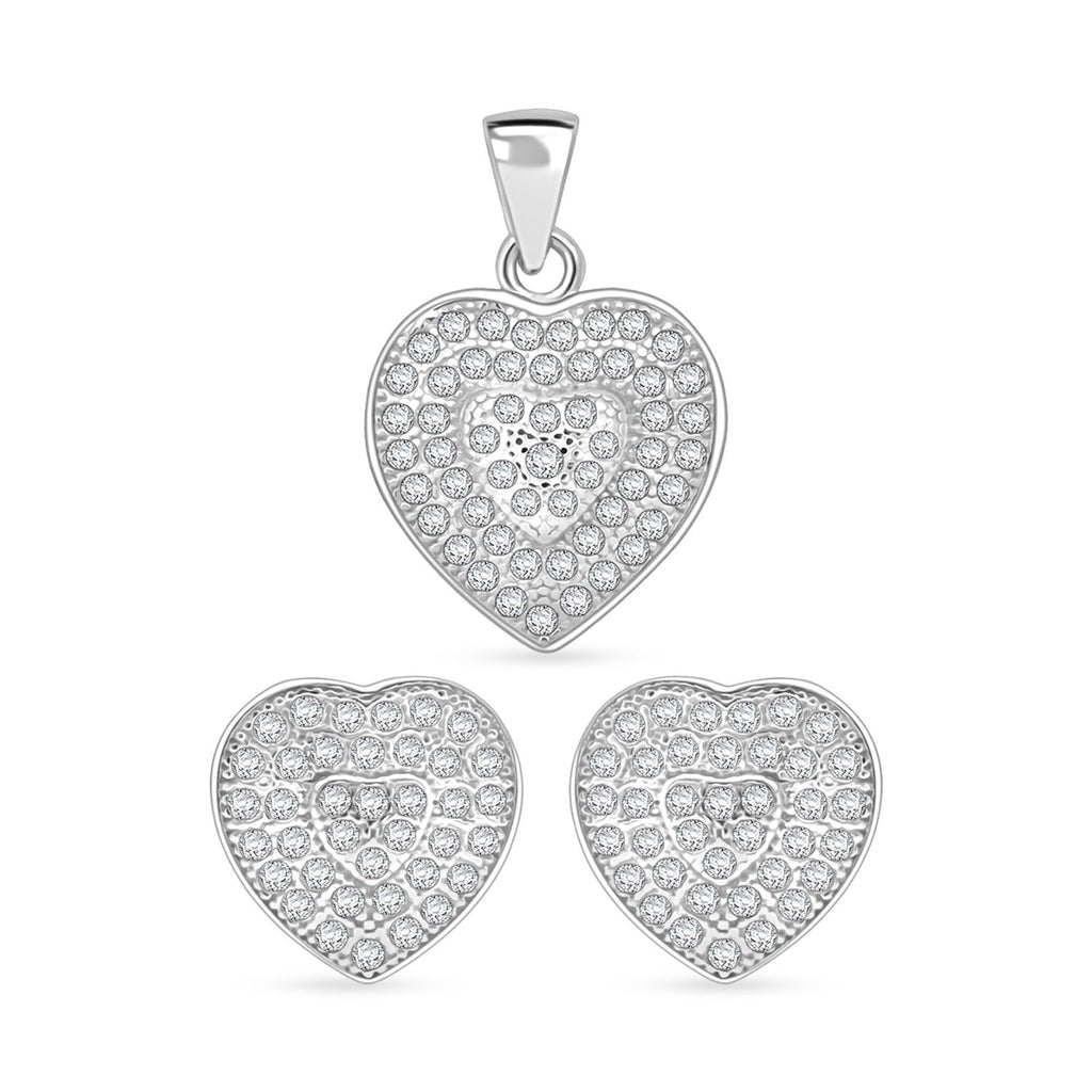 Lustro Stella Weißer Zirkonia Schmuckset 925 Silber rhodiniert