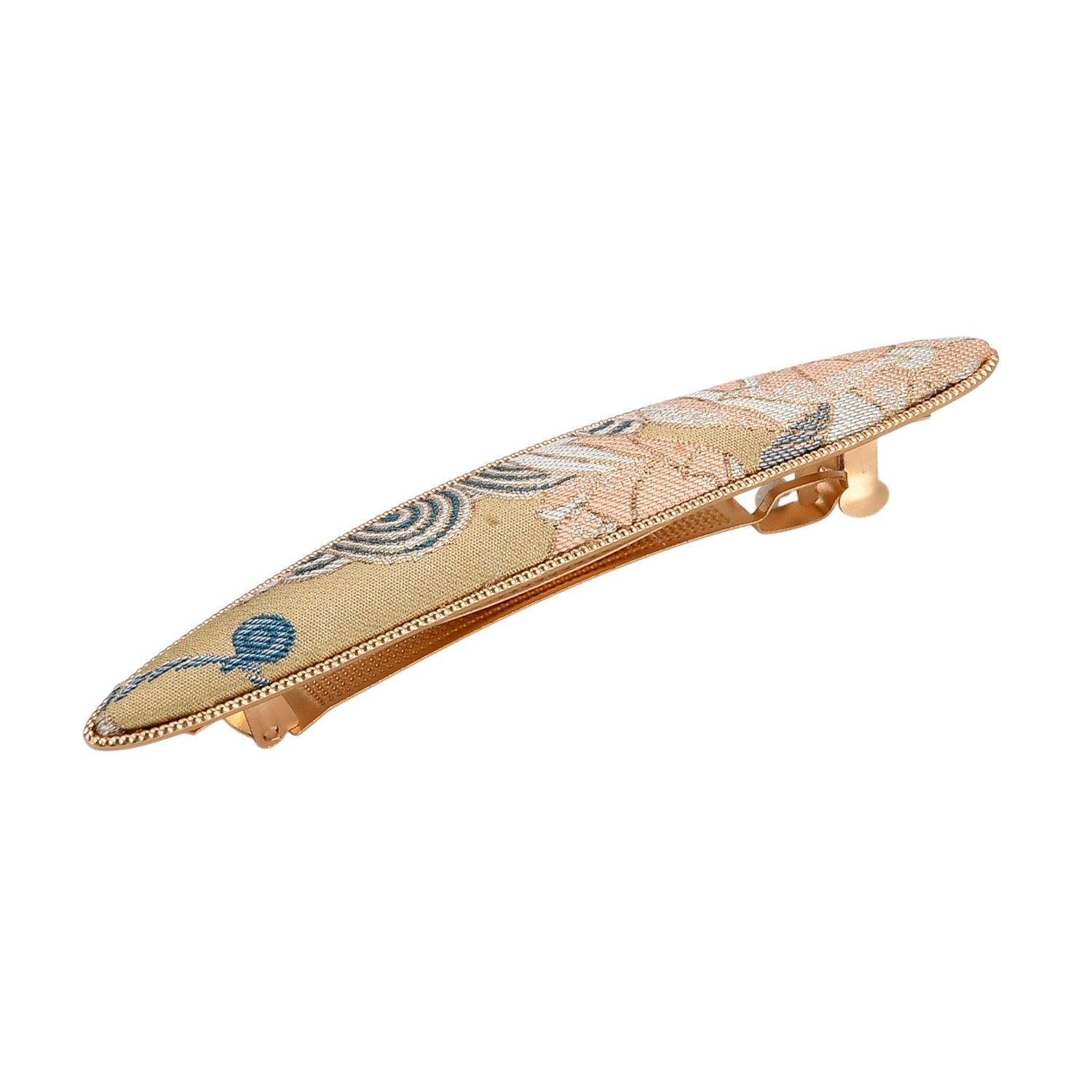 LA MAREY Signature - Song Brokat Seiden-Haarnadel und Ohrringe, Beige, Geschenkbox