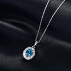 D'Joy London Blau Topas, Moissanit Schmuckset ca. 50 cm 925 Silber rhodiniert ca. 1.40 ct
