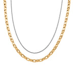 2er Set - D'Joy AA Goldene Gliederkette und Silberne Schlangenkette, ca. 45 cm