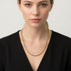 2er Set - D'Joy AA Goldene Gliederkette und Silberne Schlangenkette, ca. 45 cm