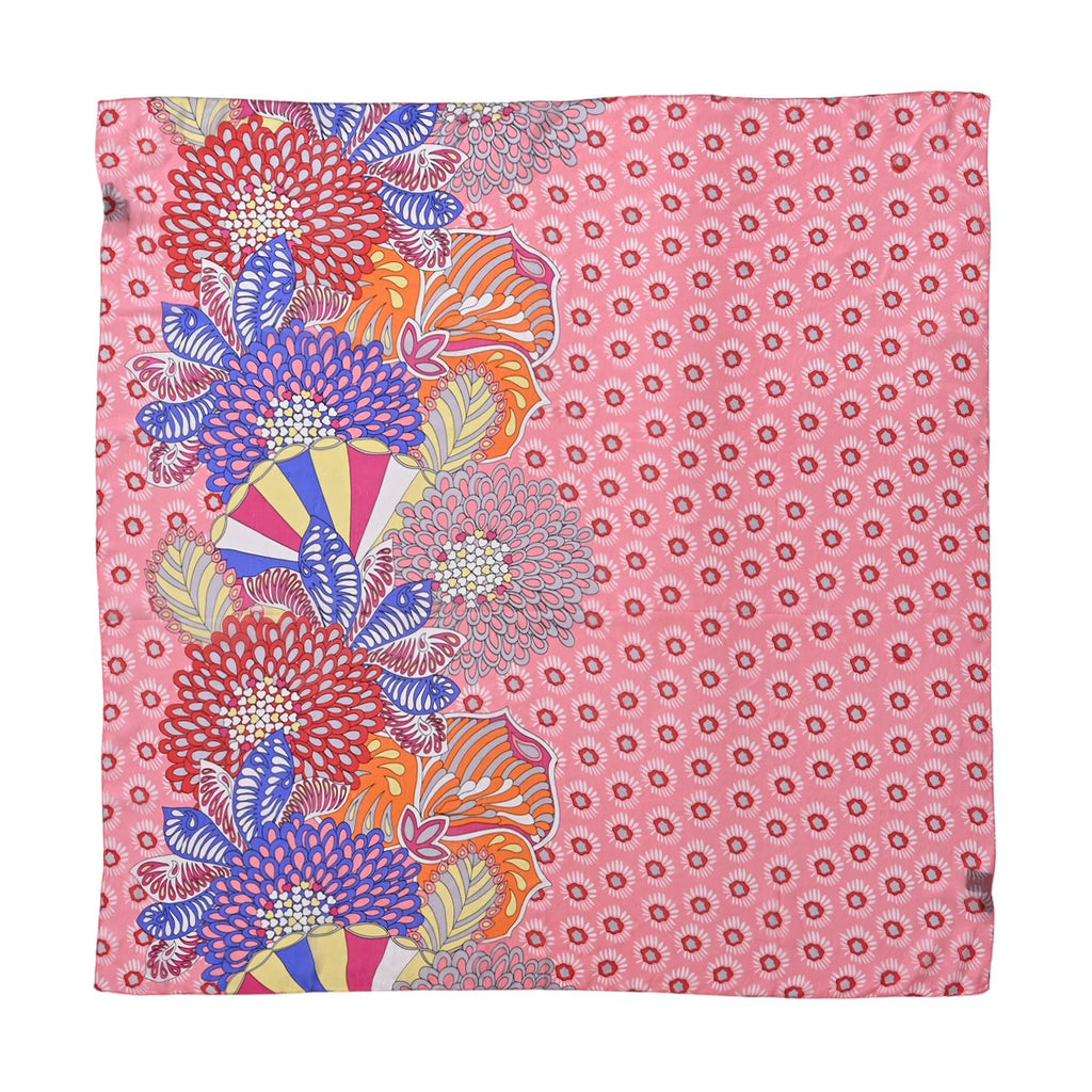 LA MAREY Signature - Seiden-Foulard aus 100% Maulbeerseide und Schmetterling-Seidenbrokat-Brosche, 110x110 cm, Rosa