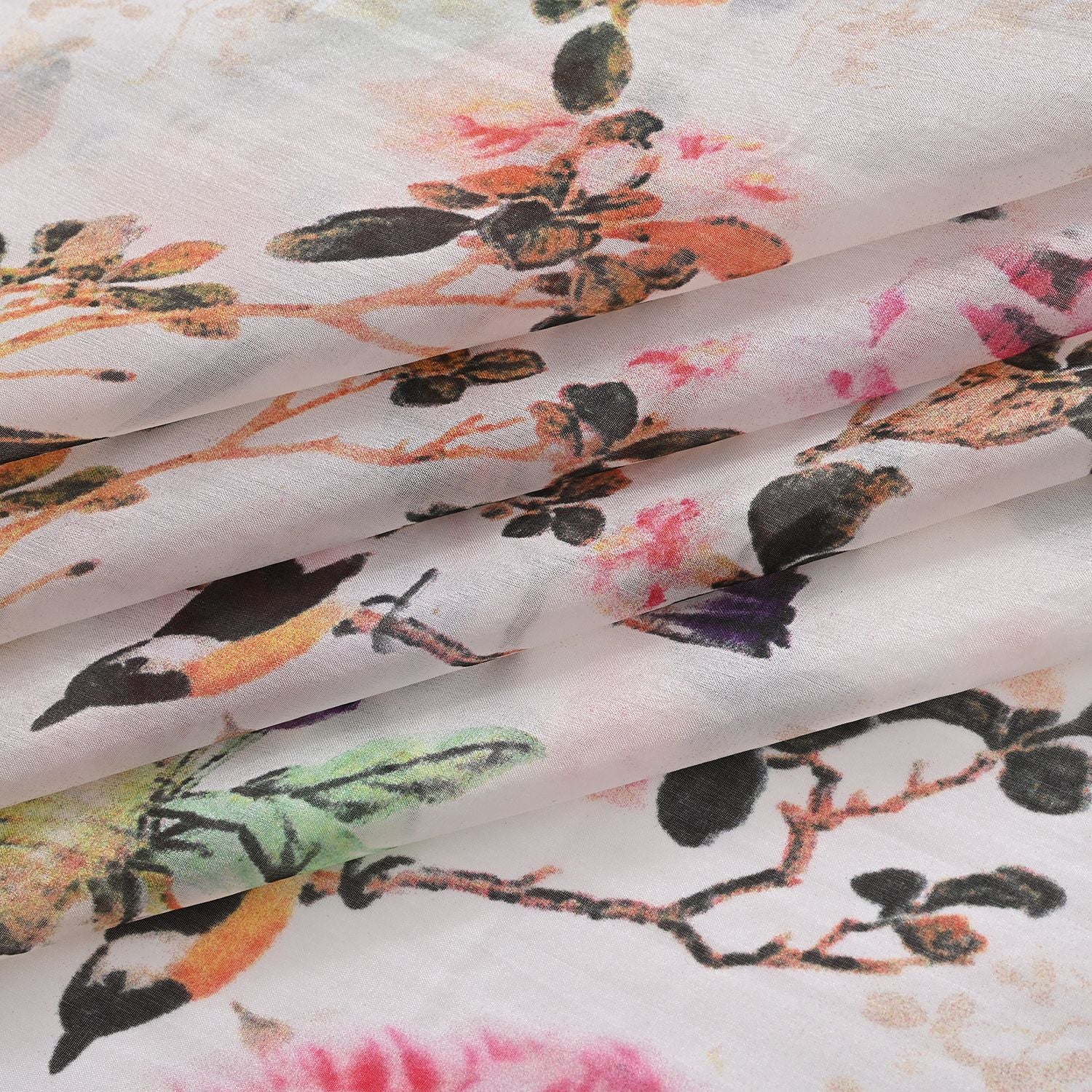 LA MAREY Signature - Seiden-Foulard aus 100% Maulbeerseide und Schmetterling-Seidenbrokat-Brosche, 110x110 cm, Grau