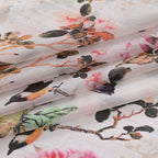 LA MAREY Signature - Seiden-Foulard aus 100% Maulbeerseide und Schmetterling-Seidenbrokat-Brosche, 110x110 cm, Grau