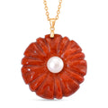 D'Joy Burmesischer Rote Jadeit Jade, Weiße Süßwasser Perle (9-9.5mm) Schmuckset ca. 50 cm 925 Silber Vergoldet 110.00 ct