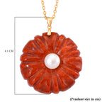 D'Joy Burmesischer Rote Jadeit Jade, Weiße Süßwasser Perle (9-9.5mm) Schmuckset ca. 50 cm 925 Silber Vergoldet 110.00 ct