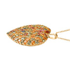 D'Joy Mehrfarbig Saphir Schmuckset ca. 50 cm 925 Silber 750 Gelbgold Vermeil ca. 24,48 ct.
