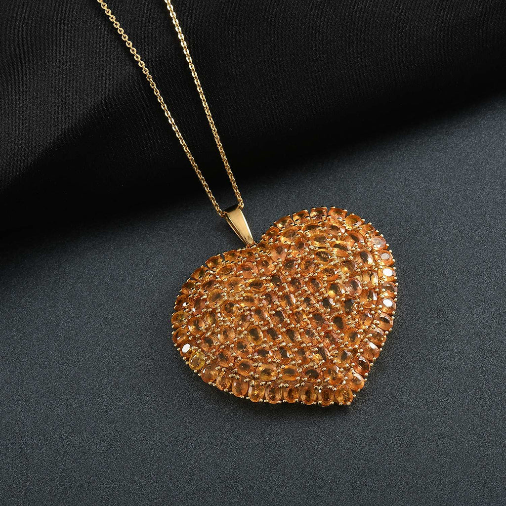 D'Joy Gelber Saphir Schmuckset ca. 50 cm 925 Silber 750 Gelbgold Vermeil ca. 23,87 ct.