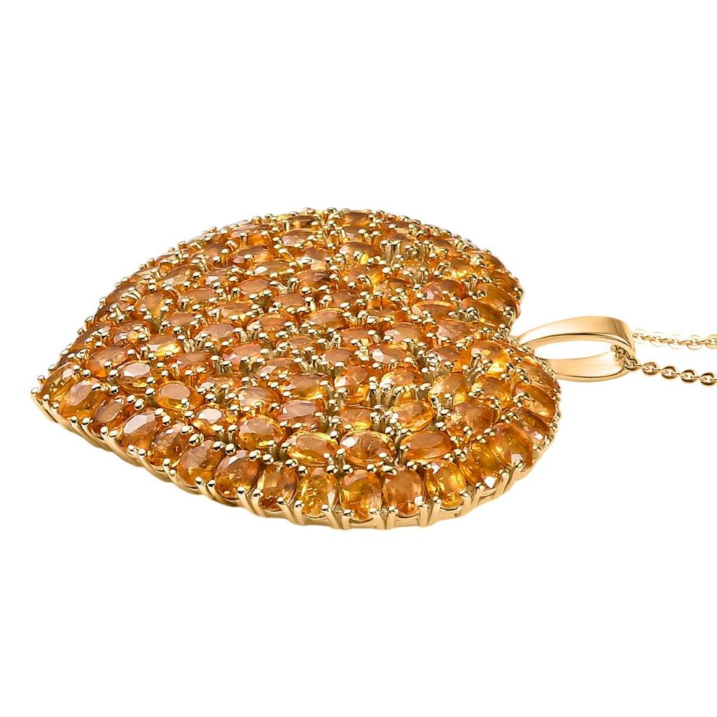 D'Joy Gelber Saphir Schmuckset ca. 50 cm 925 Silber 750 Gelbgold Vermeil ca. 23,87 ct.