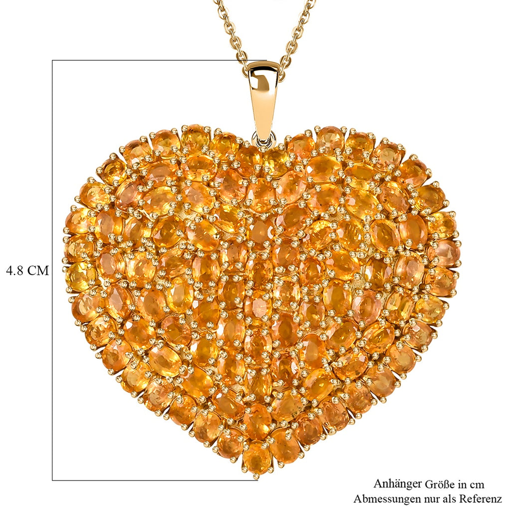 D'Joy Gelber Saphir Schmuckset ca. 50 cm 925 Silber 750 Gelbgold Vermeil ca. 23,87 ct.