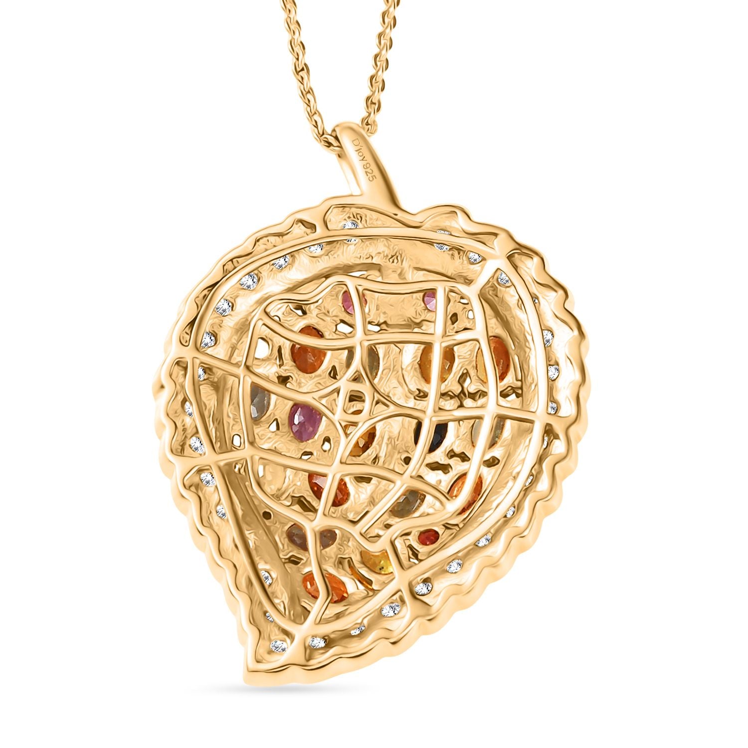 D'Joy Mehrfarbig Saphir, Blauer Saphir Schmuckset ca. 50 cm 925 Silber 750 Gelbgold Vermeil ca. 5.84 ct