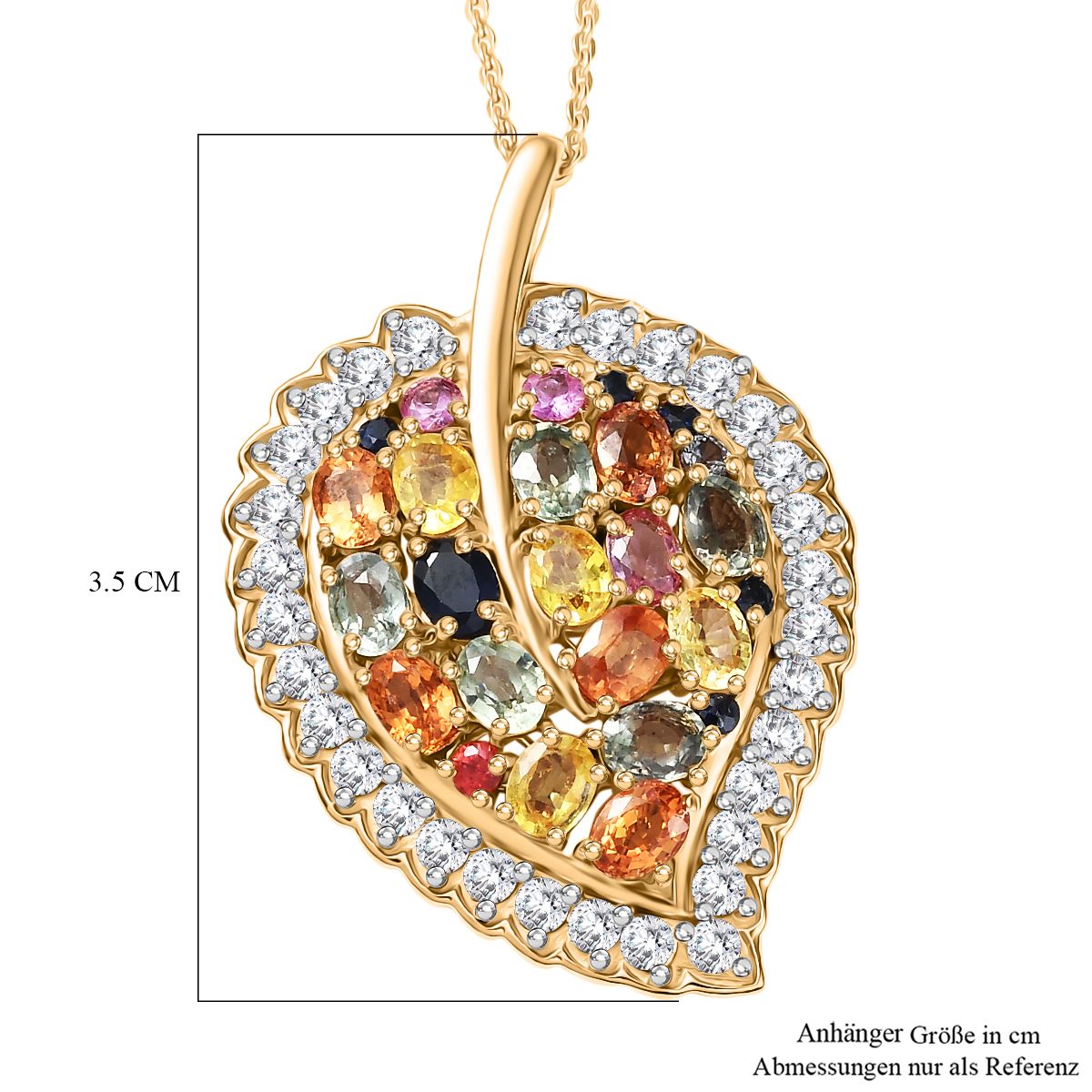 D'Joy Mehrfarbig Saphir, Blauer Saphir Schmuckset ca. 50 cm 925 Silber 750 Gelbgold Vermeil ca. 5.84 ct