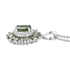 AA Grüner Apatit Schmuckset ca. 50 cm 925 Silber Rhodiniert ca. 2,91 ct.