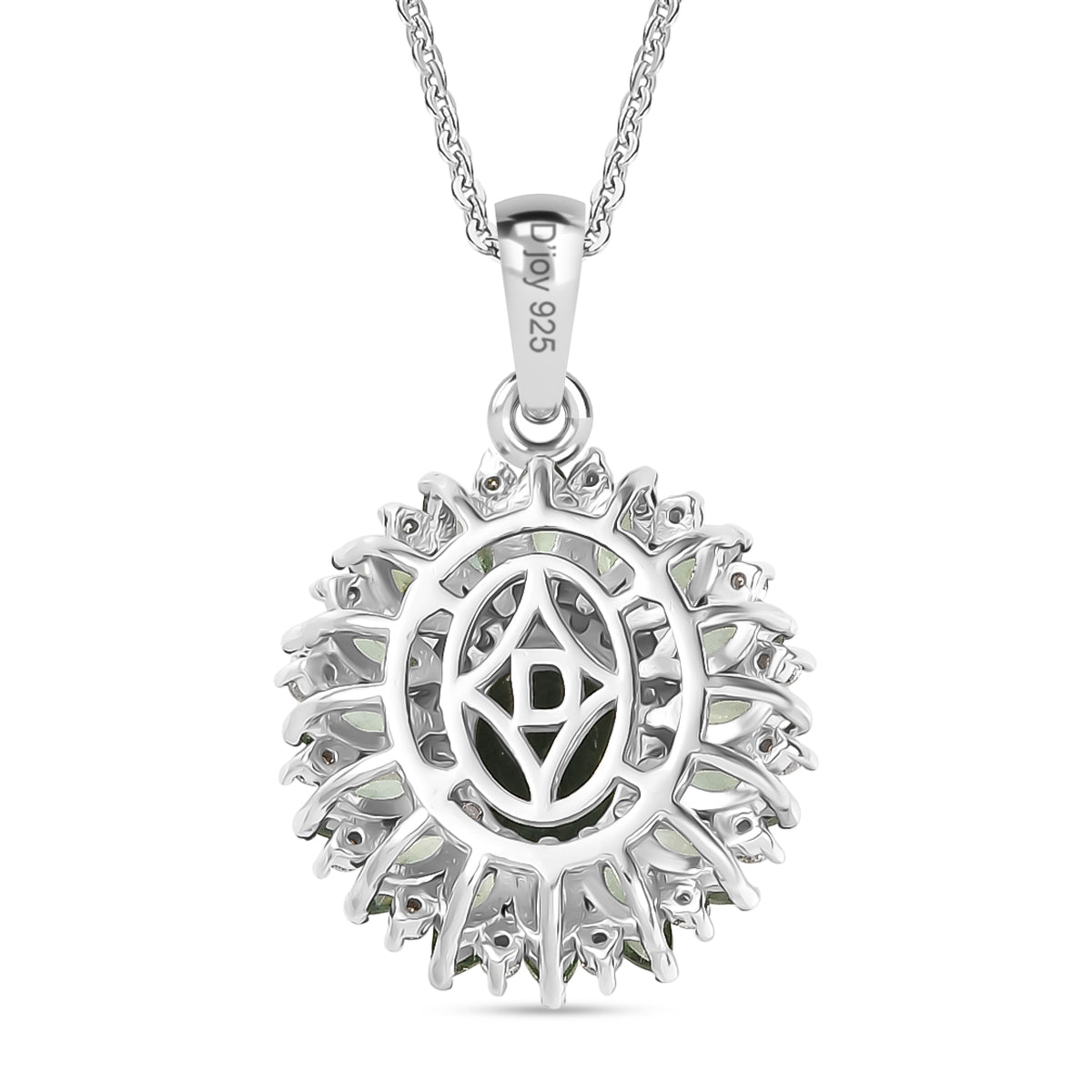 AA Grüner Apatit Schmuckset ca. 50 cm 925 Silber Rhodiniert ca. 2,91 ct.