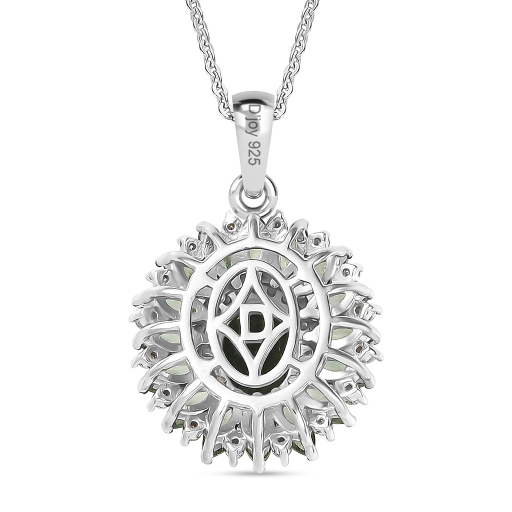 AA Grüner Apatit Schmuckset ca. 50 cm 925 Silber Rhodiniert ca. 2,91 ct.