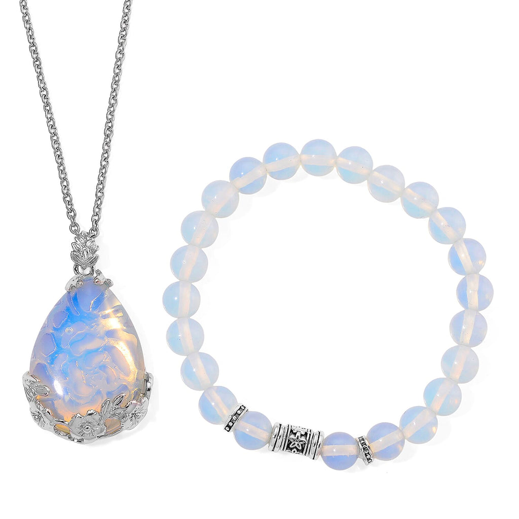 Opalite Schmuckset Legierung, Legierung Schwarz oxidiert  ca. 100.00 ct