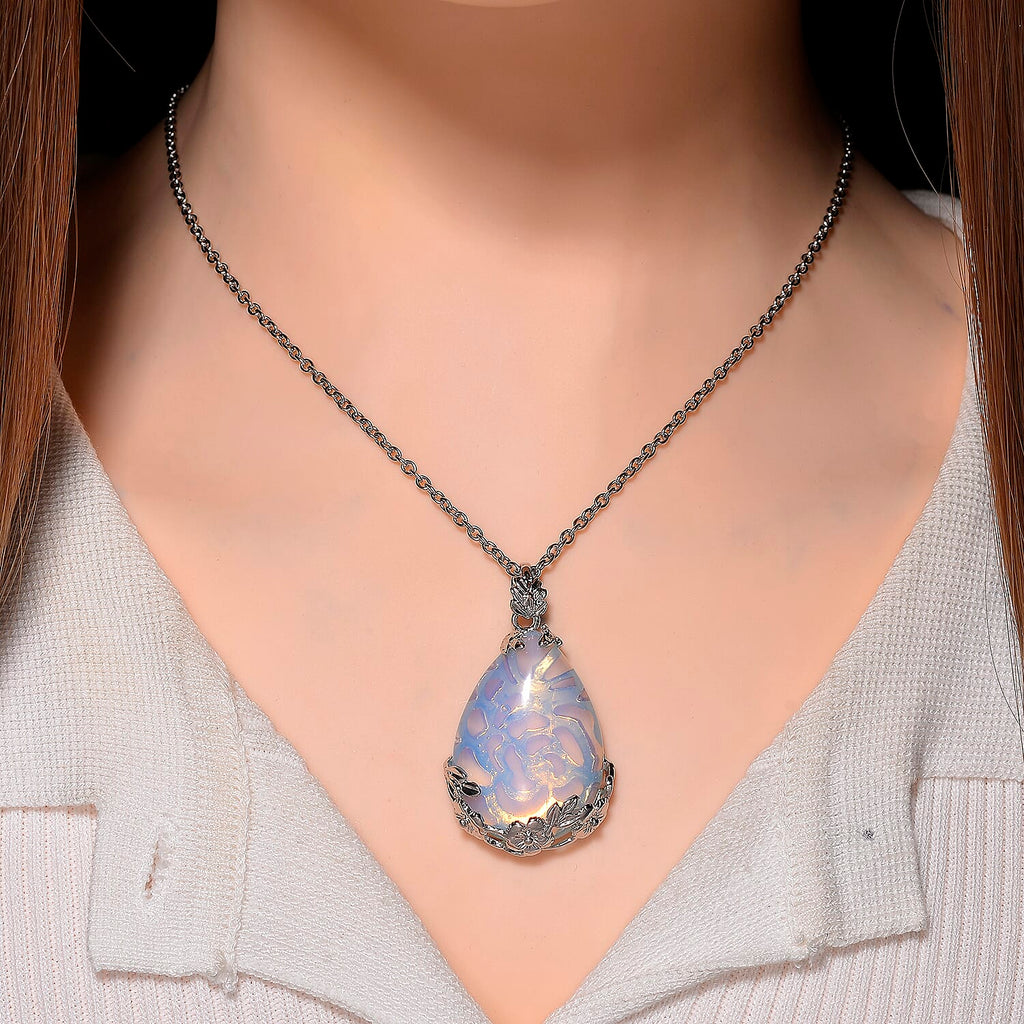 Opalite Schmuckset Legierung, Legierung Schwarz oxidiert  ca. 100.00 ct