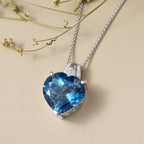 D'Joy London Blau Topas, Moissanit Schmuckset ca. 50 cm 925 Silber rhodiniert ca. 12,66 ct.