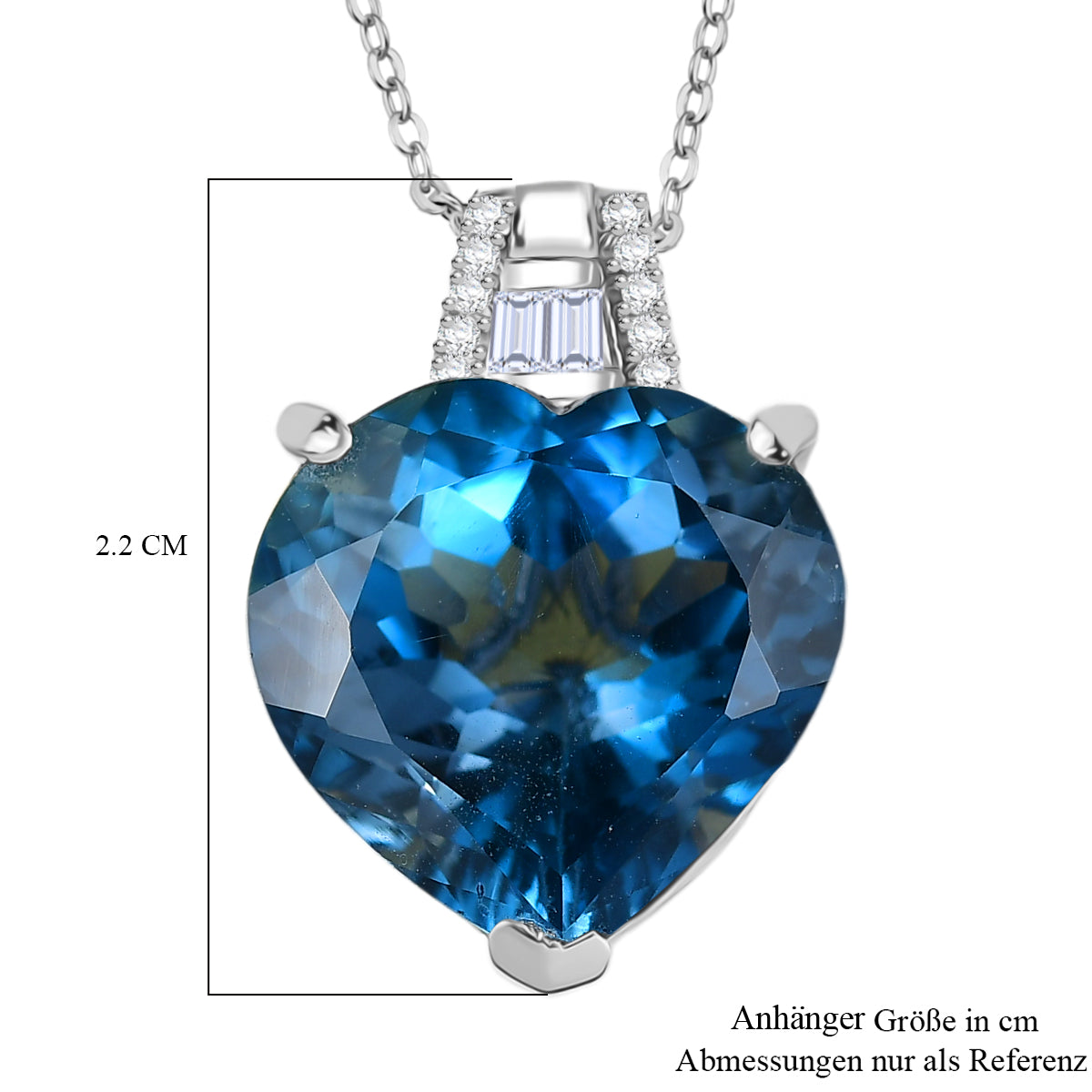 D'Joy London Blau Topas, Moissanit Schmuckset ca. 50 cm 925 Silber rhodiniert ca. 12,66 ct.