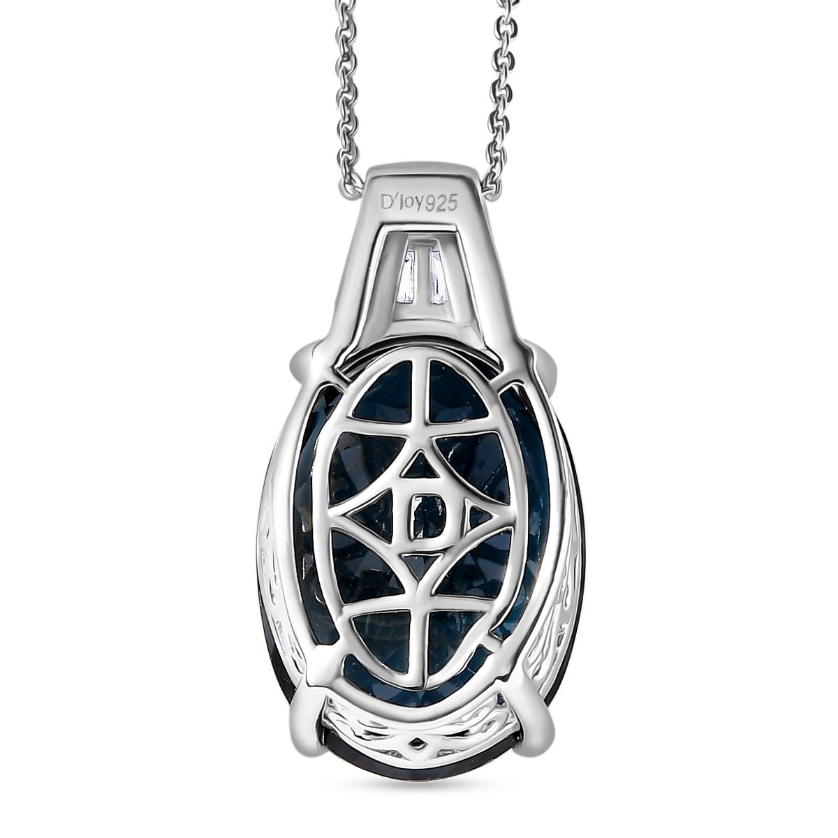 D'Joy London Blau Topas, Moissanit Anhänger mit Kette, ca. 50 cm 925 Silber rhodiniert ca. 15.95 ct