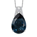 D'Joy London Blau Topas, Moissanit Anhäanger mit Kette. 50 cm 925 Silber rhodiniert ca. 13.20 ct