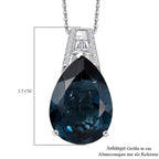 D'Joy London Blau Topas, Moissanit Anhäanger mit Kette. 50 cm 925 Silber rhodiniert ca. 13.20 ct