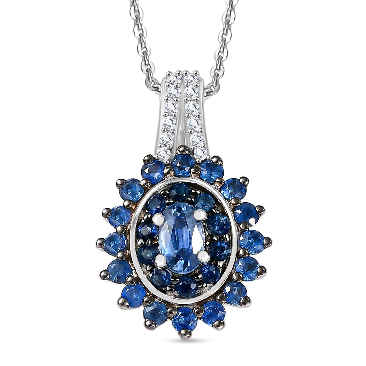 D'Joy AA Ceylon-Saphir Schmuckset ca. 50 cm 925 Silber rhodiniert ca. 1.13 ct