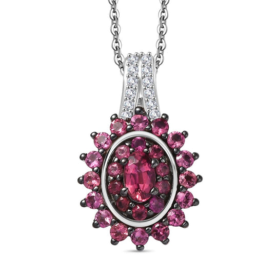 D'Joy AA Rubellit Schmuckset ca. 50 cm 925 Silber rhodiniert ca. 1.59 ct