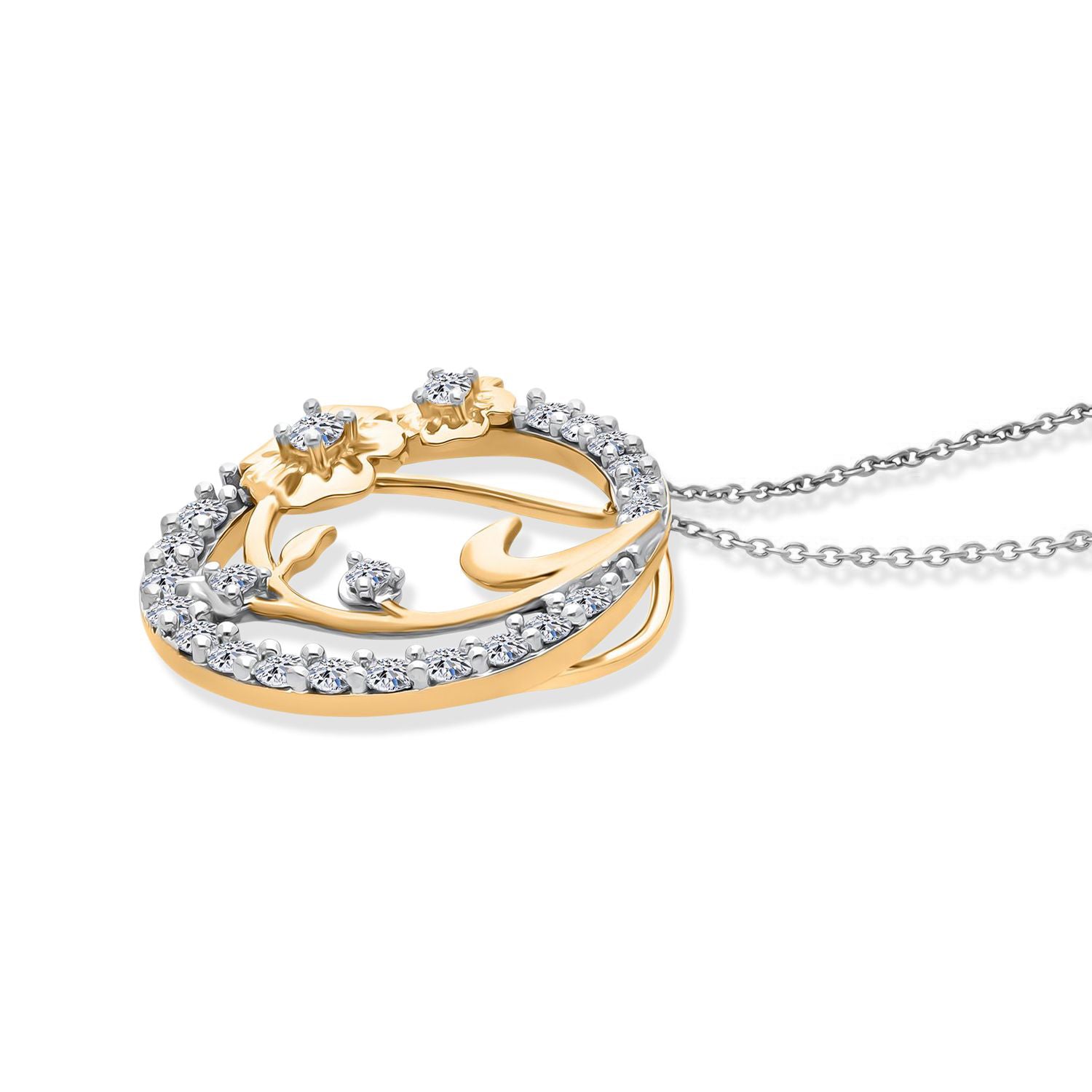 LUXURIANT DIAMOND - Lab Grown Diamant SI-GH SGL zertifiziert Anhänger mit Kette, ca. 50 cm 925 Silber Rhodiniert und 750 Gelbgold Vermeil ca. 1.00 ct