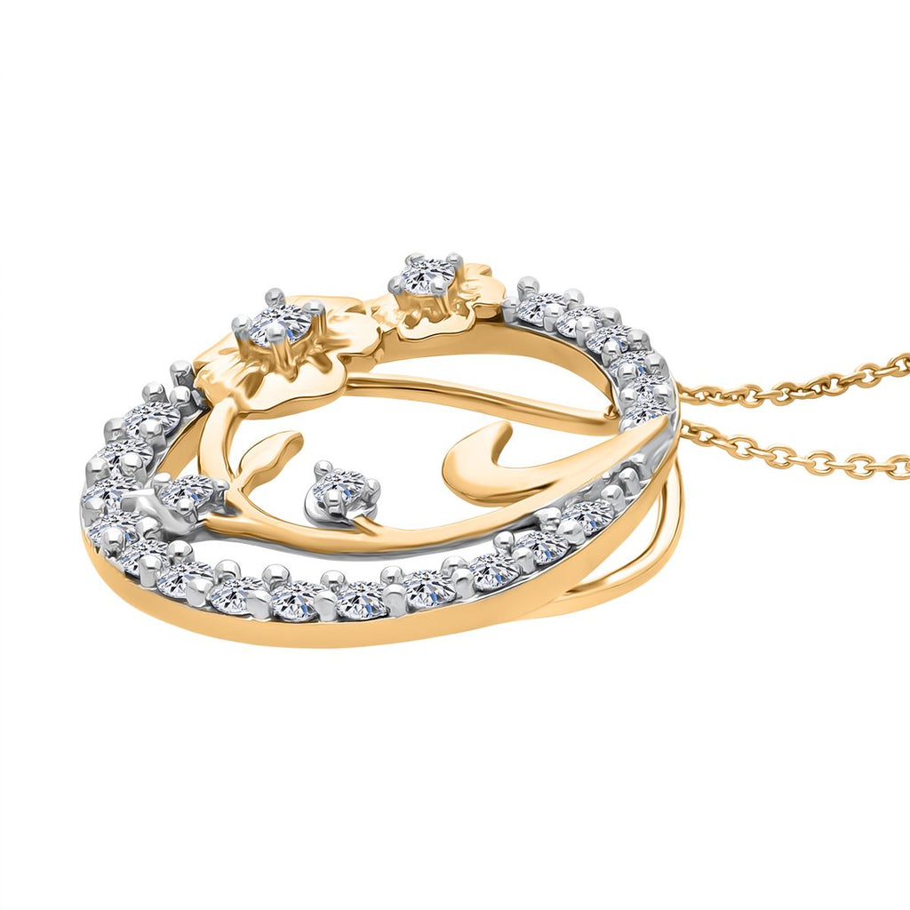LUXURIANT DIAMOND - Lab Grown Diamant SI-GH SGL zertifiziert Anhänger mit Kette, ca. 50 cm 925 Silber Rhodiniert und 750 Gelbgold Vermeil ca. 1.00 ct