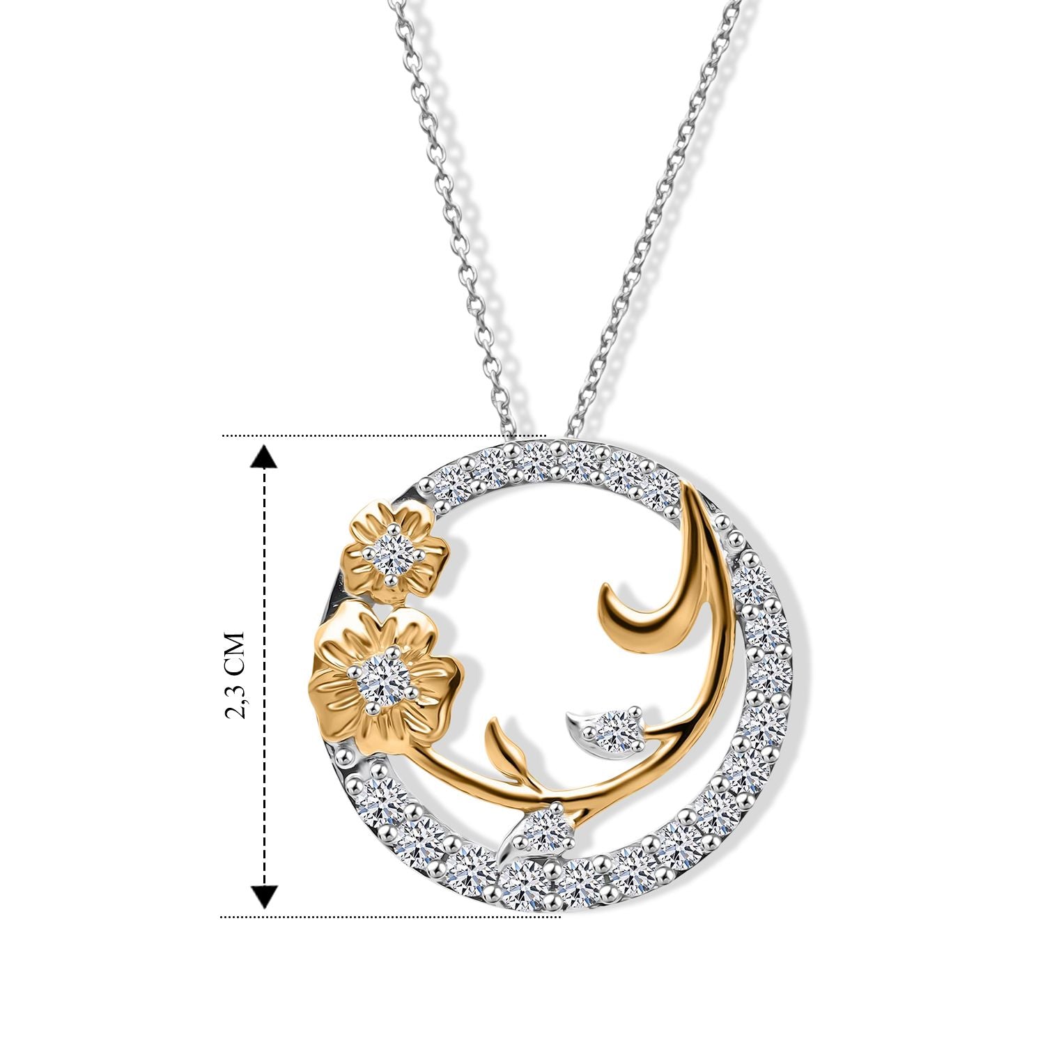 LUXURIANT DIAMOND - Lab Grown Diamant SI-GH SGL zertifiziert Anhänger mit Kette, ca. 50 cm 925 Silber Rhodiniert und 750 Gelbgold Vermeil ca. 1.00 ct