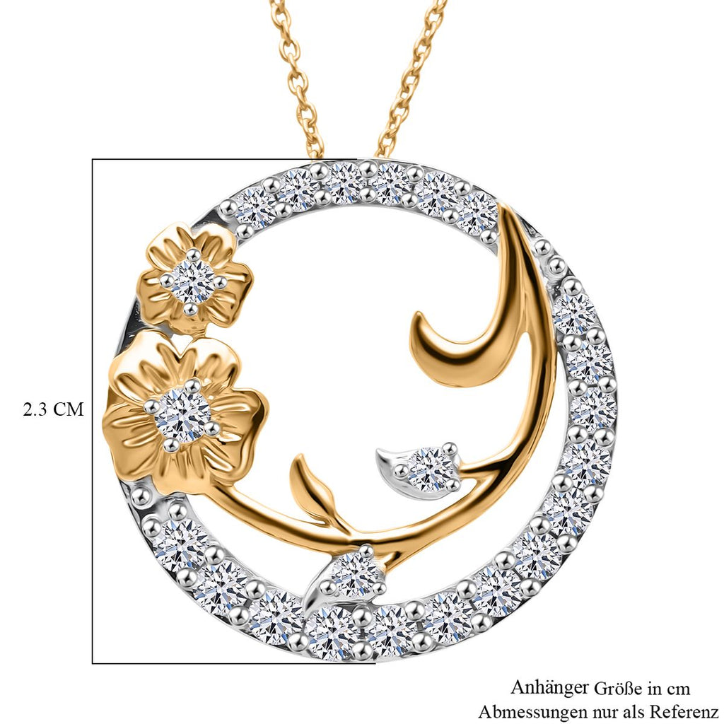 LUXURIANT DIAMOND - Lab Grown Diamant SI-GH SGL zertifiziert Anhänger mit Kette, ca. 50 cm 925 Silber Rhodiniert und 750 Gelbgold Vermeil ca. 1.00 ct