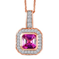 Luxuriant - AAA Lab Grown Rosa Saphir, Lab Grown Diamant Schmuckset ca. 50 cm 925 Silber 750 Roségold Vermeil ca. 2.63 ct
