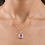 Luxuriant - AAA Lab Grown Rosa Saphir, Lab Grown Diamant Schmuckset ca. 50 cm 925 Silber 750 Roségold Vermeil ca. 2.63 ct