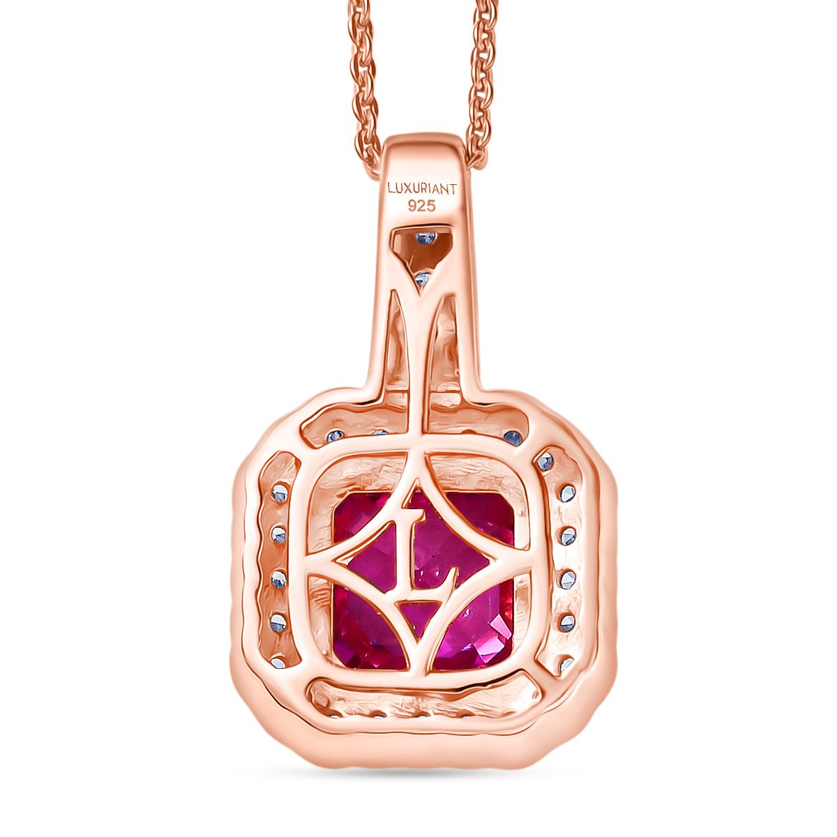 Luxuriant - AAA Lab Grown Rosa Saphir, Lab Grown Diamant Schmuckset ca. 50 cm 925 Silber 750 Roségold Vermeil ca. 2.63 ct