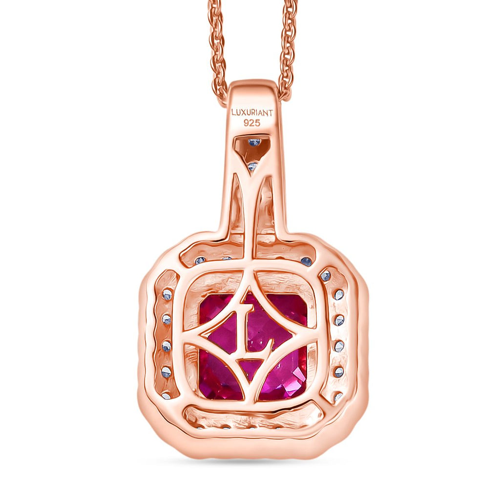 Luxuriant - AAA Lab Grown Rosa Saphir, Lab Grown Diamant Schmuckset ca. 50 cm 925 Silber 750 Roségold Vermeil ca. 2.63 ct