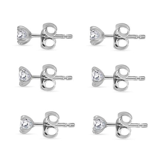 3er Set- D'Joy Moissanit Ohrringe, 925 Silber platiniert ca. 2.58 ct