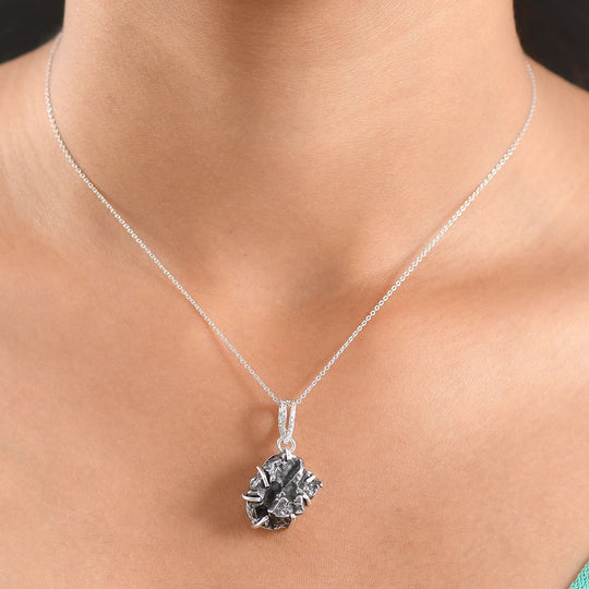 Muonionalusta Meteorit Anhänger 925 Silber rhodiniert ca. 27.64 ct