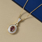 MÜNCHEN CLOSE OUT - D'Joy AA Cruzeiro Blush Turmalin, Moissanit Schmuckset ca. 50 cm 925 Silber 750 Gelbgold Vermeil ca. 0.94 ct