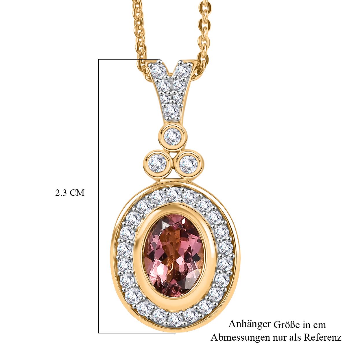 MÜNCHEN CLOSE OUT - D'Joy AA Cruzeiro Blush Turmalin, Moissanit Schmuckset ca. 50 cm 925 Silber 750 Gelbgold Vermeil ca. 0.94 ct