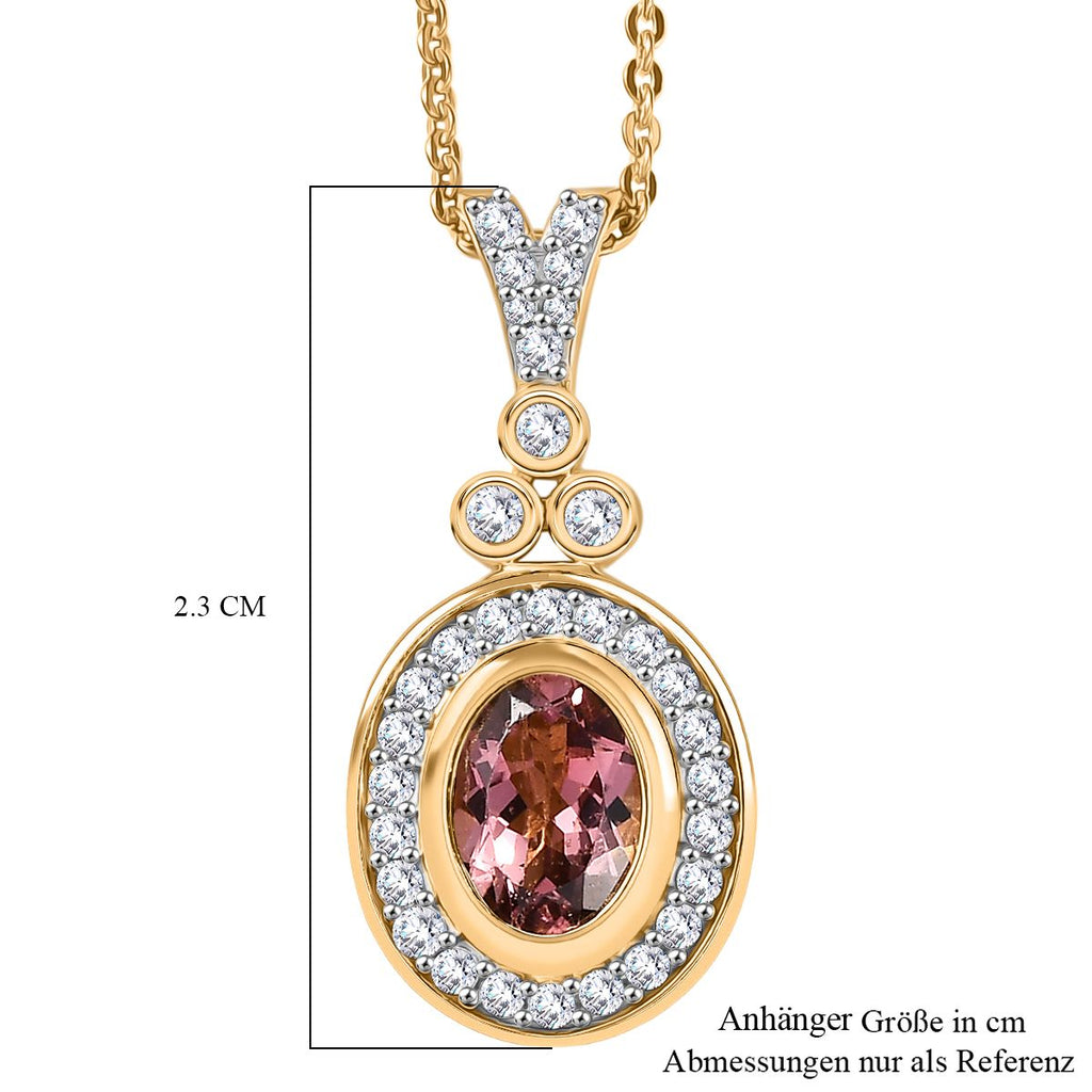 MÜNCHEN CLOSE OUT - D'Joy AA Cruzeiro Blush Turmalin, Moissanit Schmuckset ca. 50 cm 925 Silber 750 Gelbgold Vermeil ca. 0.94 ct