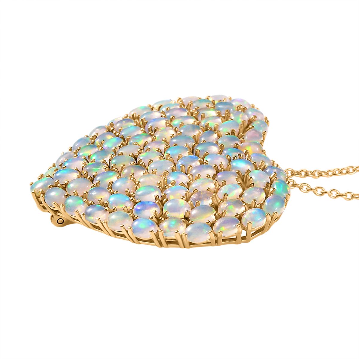 D'Joy AA Natürlicher, äthiopischer Welo Opal Anhänger mit Kette, ca. 45 cm 925 Silber 750 Gelbgold Vermeil ca. 9.34 ct