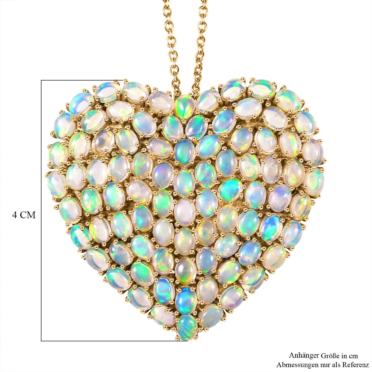 D'Joy AA Natürlicher, äthiopischer Welo Opal Anhänger mit Kette, ca. 45 cm 925 Silber 750 Gelbgold Vermeil ca. 9.34 ct